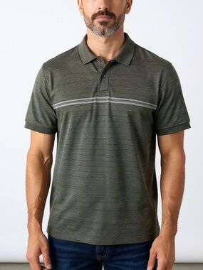 Izod Men's Short Sleeve Golf Polo Style Shirt Olive Green Cotton Size XL
